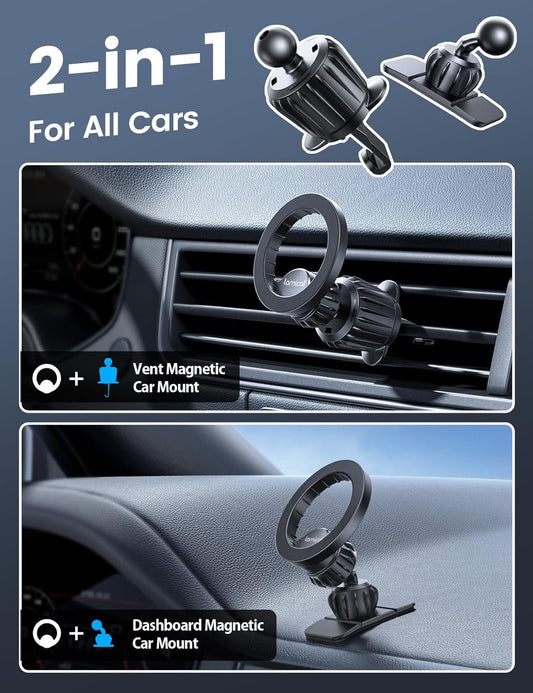 Lamicall for Magsafe Car Mount Holder -【20 Strong Magnets】 Magnetic Phone Holder for Car Phone Mount Dash 360 Cell Phone Holders for Your Car Accessories, Women Men iPhone 16 Pro Max 15 14 13 12 Plus