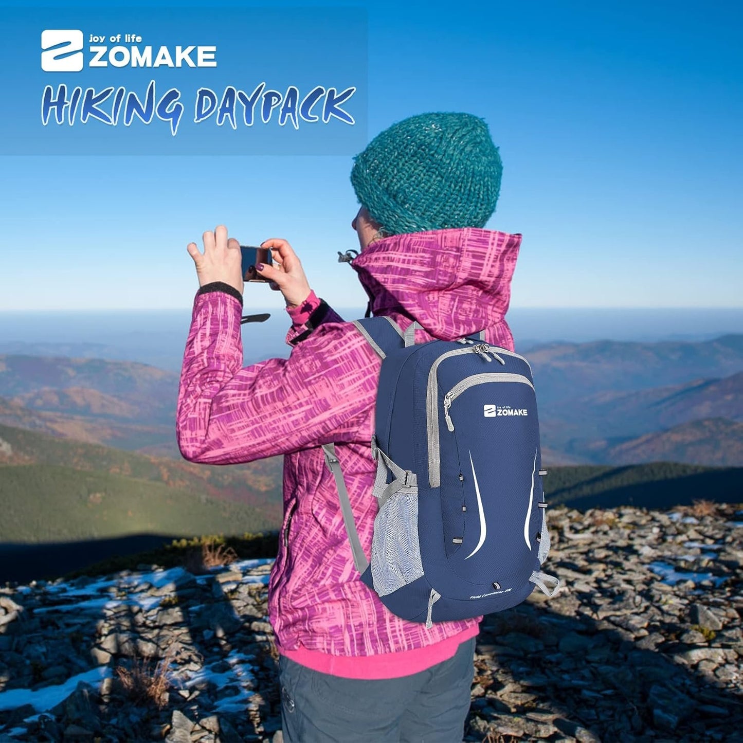 Zomake Foldable Backpack - Lightweight Packable Hiking Packs 35L, Waterproof Daypack for Travel, Outdoor Camping and Daily Use