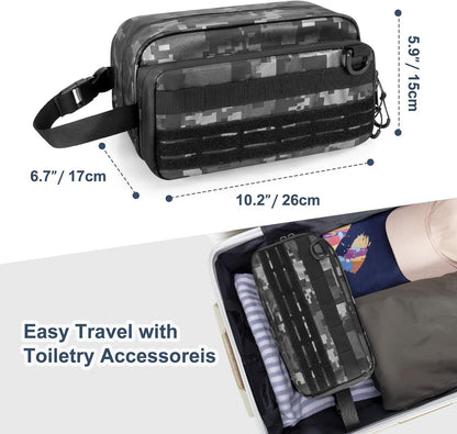 Prokva Men's Toiletry Bag, Tactical Hygiene Bag, Shaving Kit, Toiletry Bag, Large Capacity Toiletry Bag, Black Digital