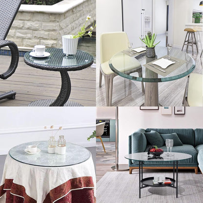 Round Tempered Glass Dining Table, Clear Glass Top for Dining Room, Crystal Tabletop, disponibile in 35 cm, 55 cm, 68 cm, 80 cm, 100 cm, Modern Home Furniture