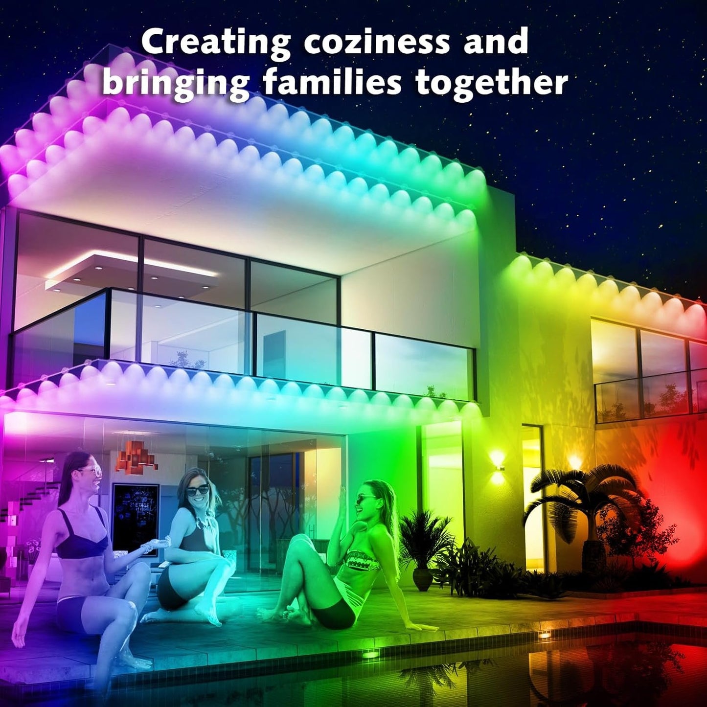100FT Permanent Outdoor RGB Lights,Waterproof Smart LED Eaves Lights with App/Remote Control,for Christmas and All Holiday Decor,Daily and Accent Lighting,House Roof and Garden Lighting