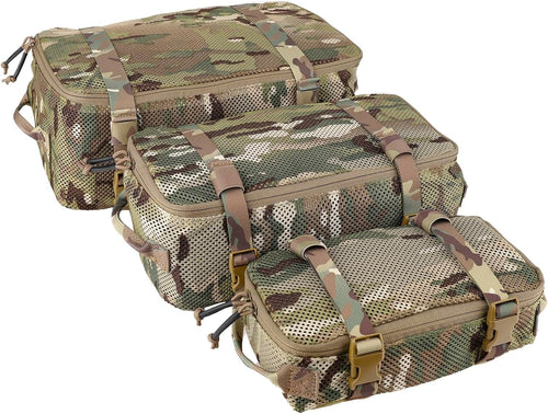 PETAC GEAR 3 PCS Tactical Modular Packing Cubes, Large Capacity Mesh Storage Bag,Outdoor Travel Organize Storage Pouches Bags., camouflage, Large, Quick Dry Mesh