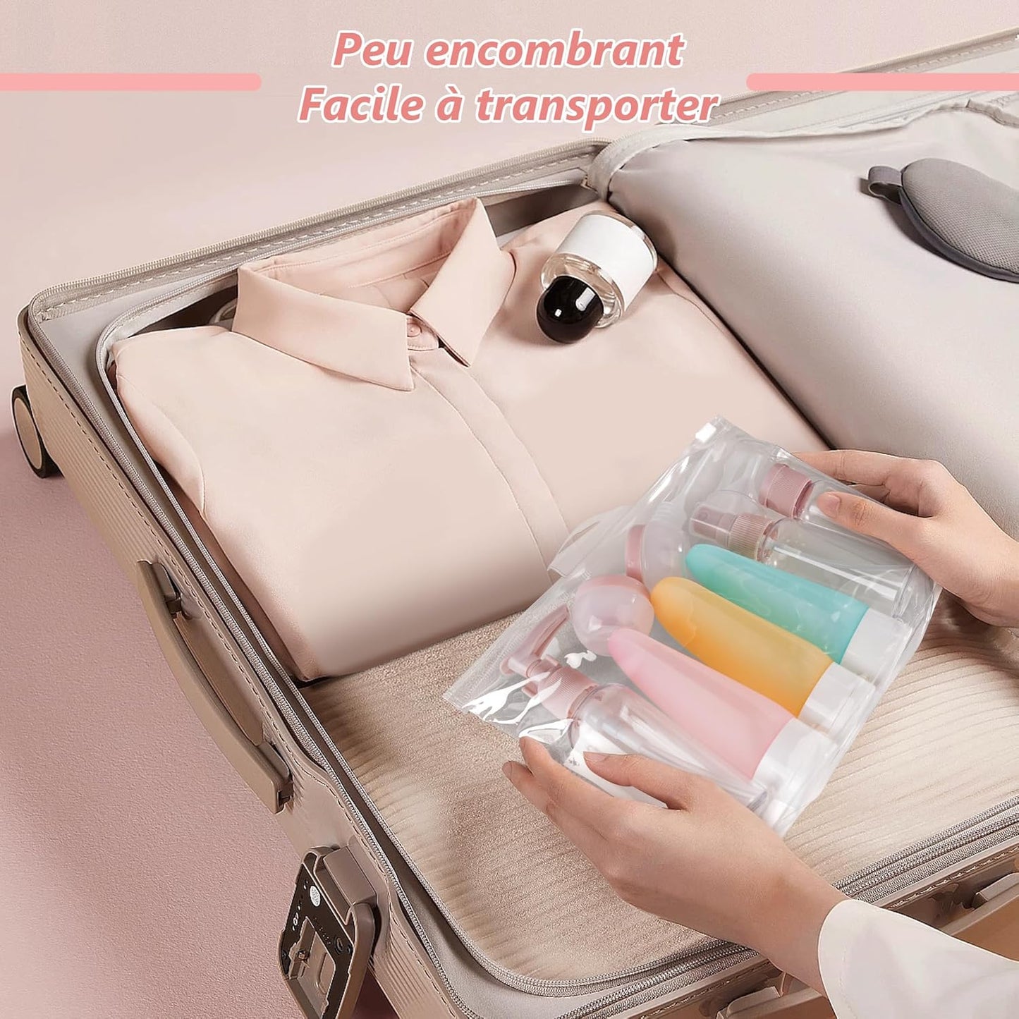 11 x Travel Liquid Containers, 30/50/60/80 ml Travel Liquid Kit, Silicone Travel Kit, for Filling Toiletries, Shampoo, Transparent Spray Bottles, Small Cream Jars