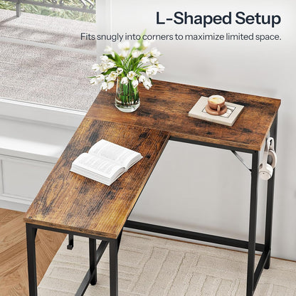 HOOBRO 160 cm Long Bar Table, Rectangular or L-Shaped Assembly Counter Height Bar Table, Vintage Industrial Style, for Living Room, Kitchen, Dining Room, Office, Rustic Brown and Black BF69BT01