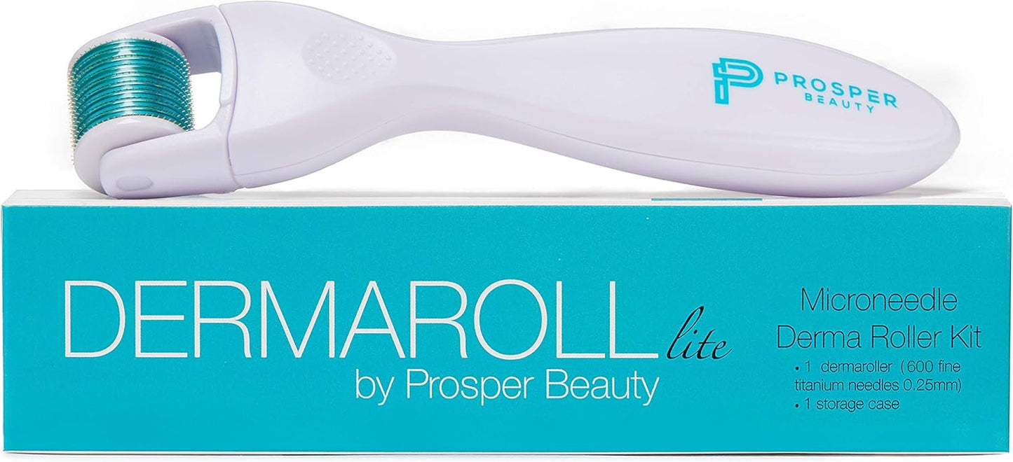 Prosper Beauty Derma Roller Microneedle Kit [DERMAROLL lite by ] 540 Titanium Micro Needles 0.25mm Microneedling Face Roller Exfoliation Microdermabrasion Derma Skin Care Tool Dermaplaning Dermapen