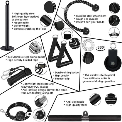 Favuit Weight Cable Pulley System Gym, Fitness LAT and Lift Pulley System Upgraded Weight Pulley System Home Gym Tricep Workout Pulley Attachments for Biceps Curl Tricep Arm Shoulder Workouts