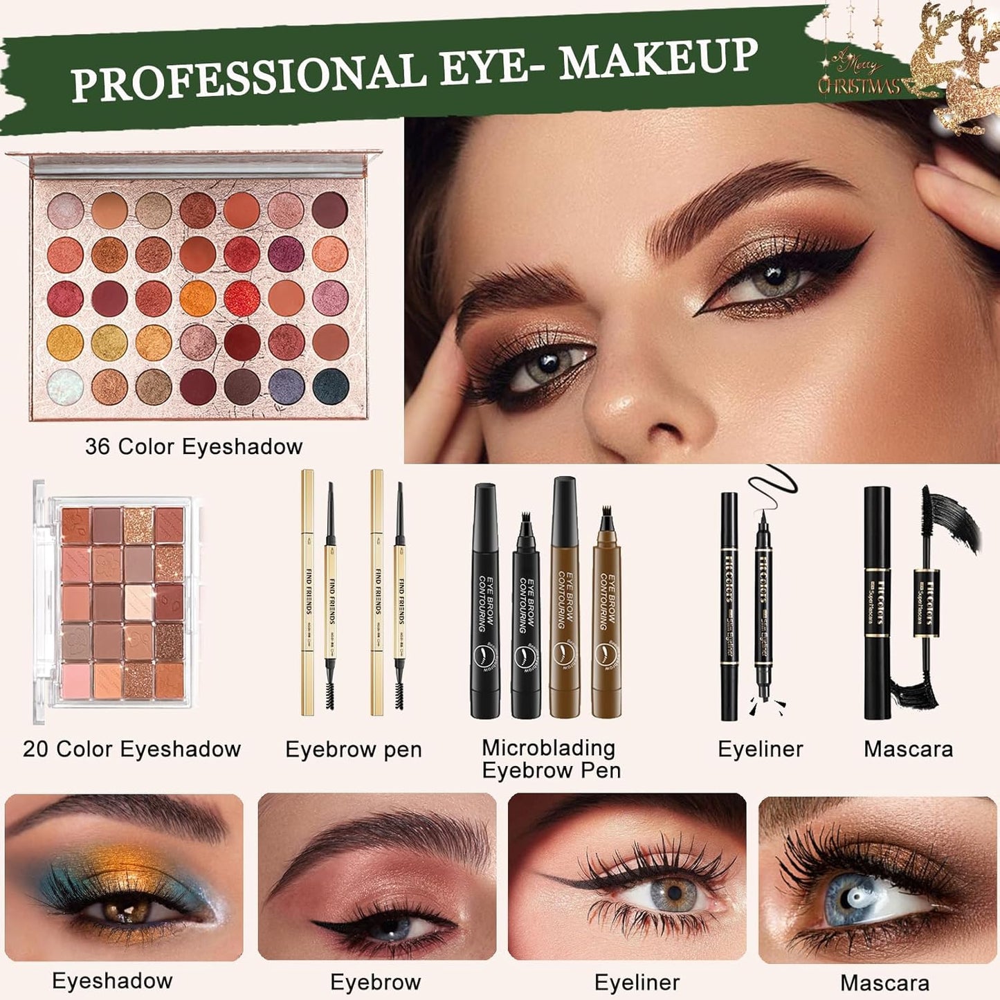 Ruicen Women's Make-Up Set, Complete Make Up Kit for Women and Teenagers with Eyeshadow Palette 55 Colours and Other Accessories, Make Up Set Ideal for Beginners
