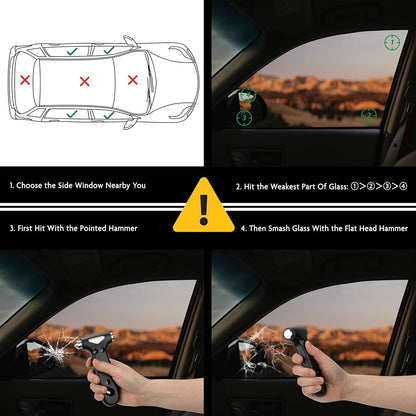 TOOLINKIN Safety Hammer Car Window Breaker & Seatbelt Cutter, Three-in-One Emergency Escape Tool, Multifunctional Escape Tool for Car, RV, Bus (Pink, 1-Pack)