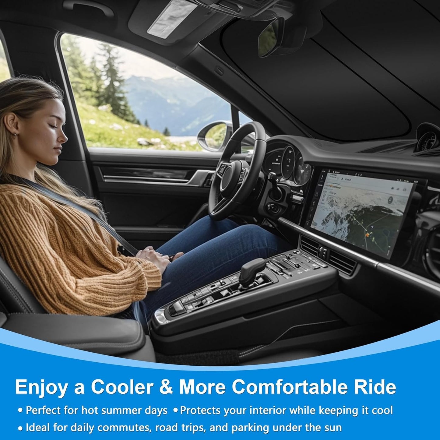 ULROLIT Windshield Sun Shade for 2020-2025 Lincoln Corsair Accessories, Foldable Window Sunshade Sun Visor Protector, Front Windshield Sunshade Sun Shield Blocks UV Rays Heat