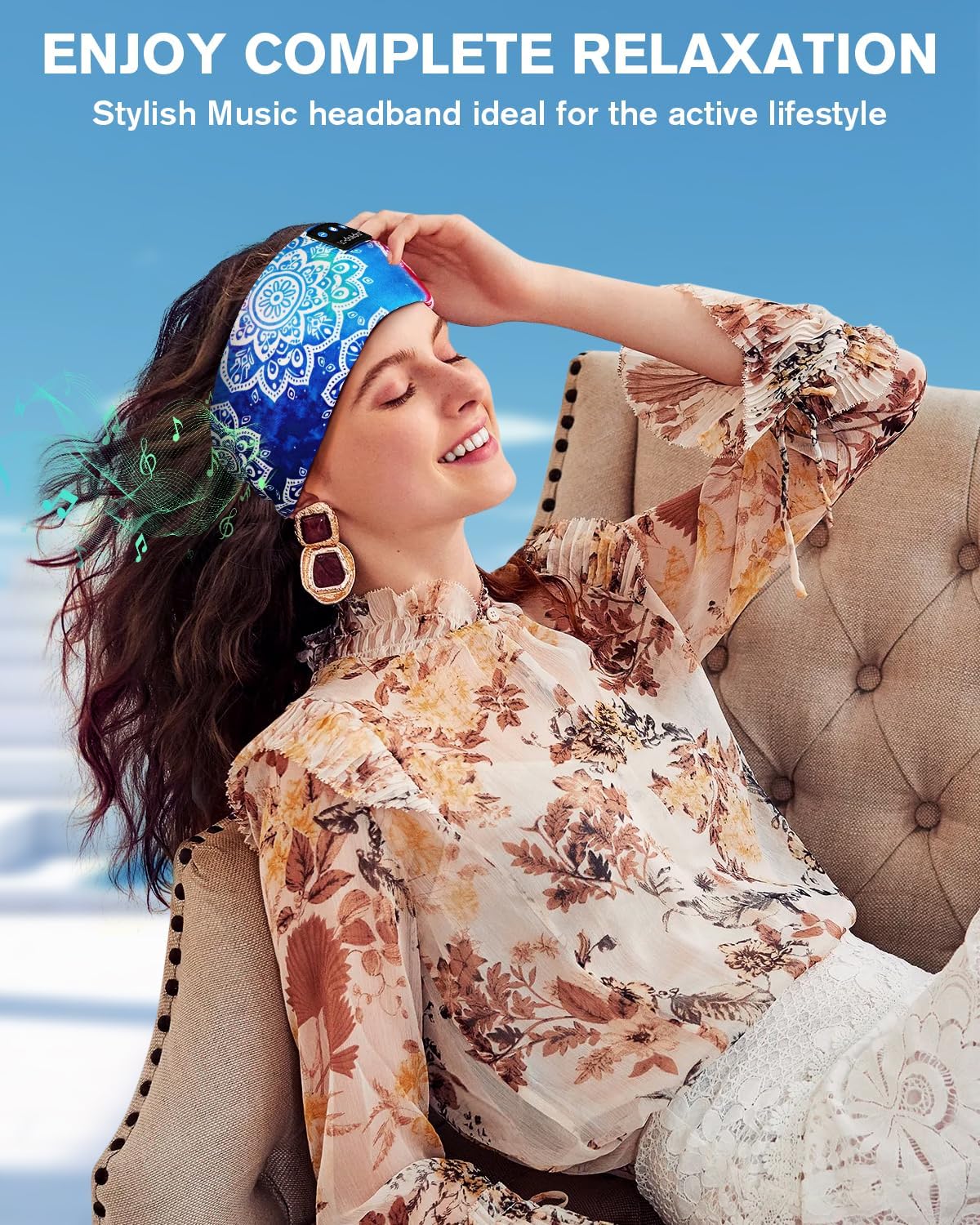 LC-dolida Sleep Mask with Bluetooth Headphones, Painting Sleep Headphones Bluetooth Headband for Sleeping Sports Sleep Mask for Side Sleeper, Best Gift and Travel Essentials