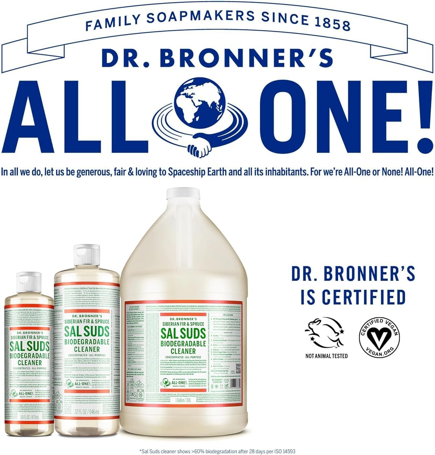 Dr. Bronner's - Sal Suds Biodegradable Cleaner (946 mL) - Concentrated All-Purpose Cleaner for Floors, Laundry, and Dishes, Cuts Grease and Dirt, Powerful Formula
