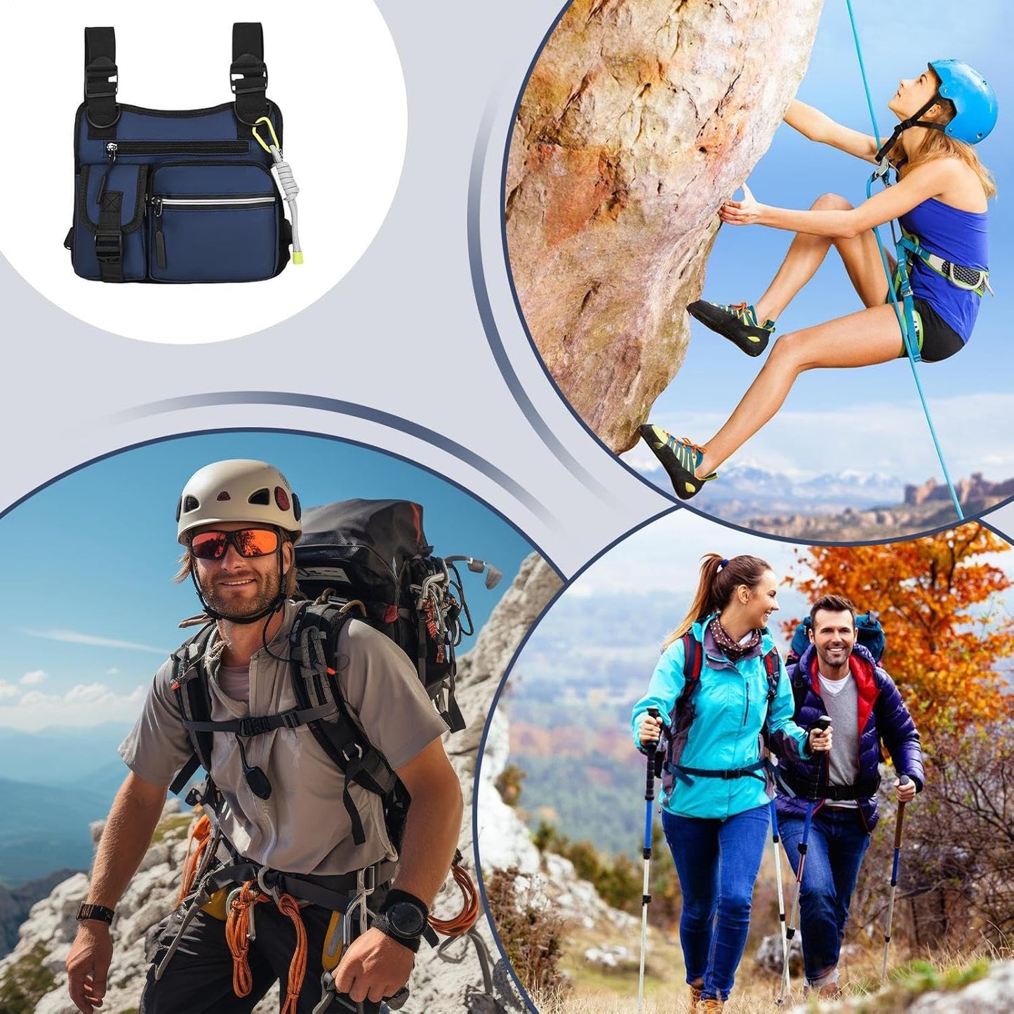 Chest Holster, Adjustable Chest Bag, 06x1.57 Inches Wear-Resistant Utility Vest with 3d Ergonomic Cut for Hiking, Gym, Sports, Motorcycle, Outdoor Workout, Hunting Gear