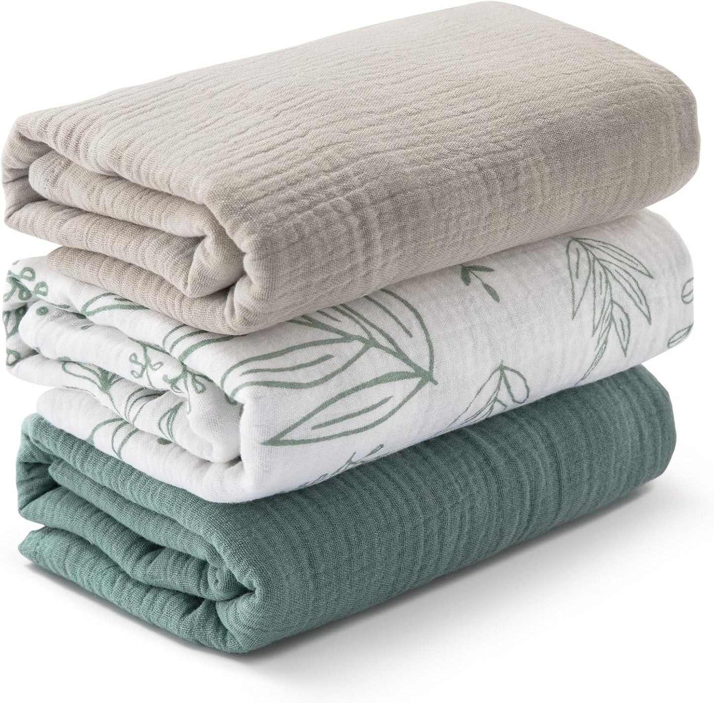 Muslin Swaddle Blankets for Newborn, 3 Pack Breathable Soft Receiving Blanket, Large 38 x 40 inches Swaddle Wrap Burping Clothes Diapers, Essentials Infant Shower Items, Toddler Gift (Bright Colors)
