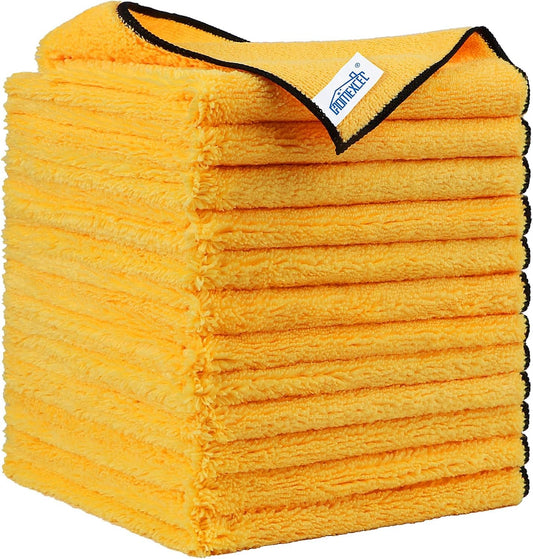 HOMEXCEL Premium Microfiber Towels for Car, High & Short Pile Micro Fiber Cleaning Cloth for Car Washing Drying & Auto Detailing, Lint Free, Scratch Free, Water Absorption, 16 x 16 Inch, 12 Pack