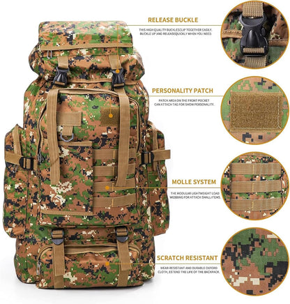 Uandhome Military Tactical Backpackï¼Œ80L Travel Trekking Rucksack for Men Large Waterproof Hiking Backpack Molle Bag for Hiking Outdoor Camping Trekking Hunting