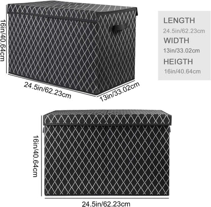 Toy Chest Box Organizer Bins for Boys Girls, Kids Large Collapsible Storage Box Container Sturdy with Fabric Flip-Top Lid & Handles for Clothes, Blanket, Nursery, Playroom, Bedroom, (Black)