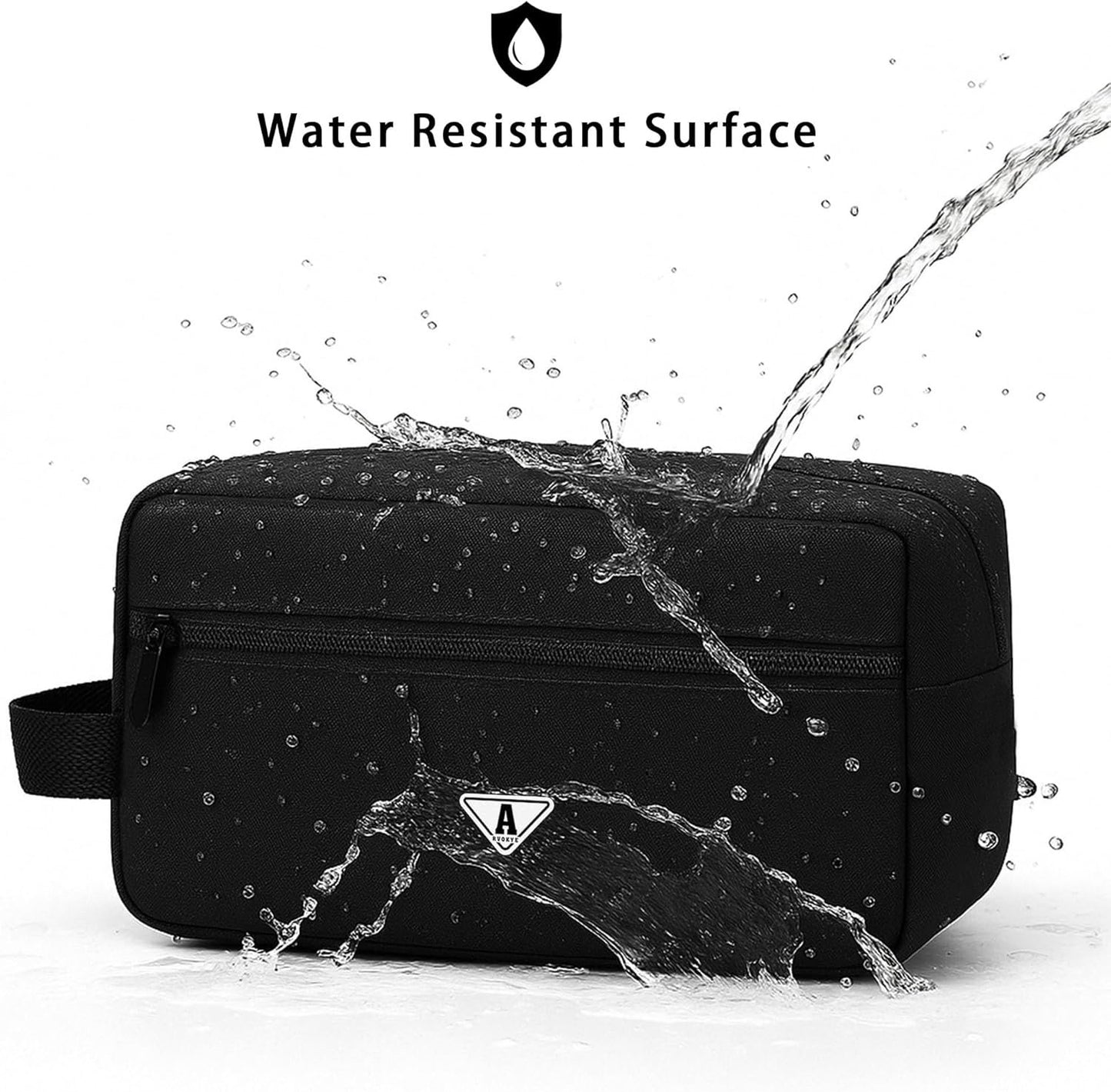 RVOKYE Small Travel Toiletry Bag for Men Women Personalized Initial Toiletry Bag Water-Resistant Mini Bathroom Bag Compact Hygiene Pouch for Travel or Gym (P, Black)