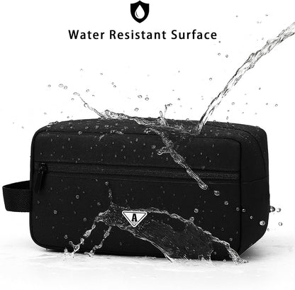 RVOKYE Small Travel Toiletry Bag for Men Women Personalized Initial Toiletry Bag Water-Resistant Mini Bathroom Bag Compact Hygiene Pouch for Travel or Gym (P, Black)