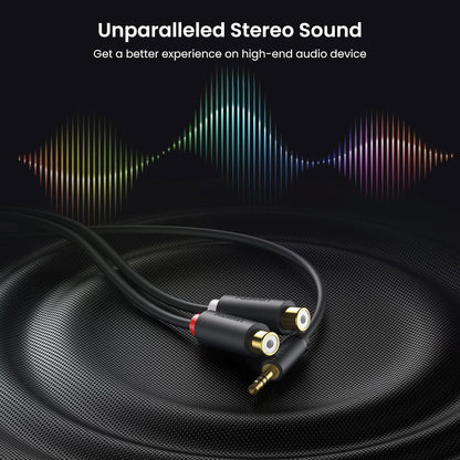 UGREEN 3.5mm Male to 2 RCA Female Jack Stereo Audio Cable Y Adapter Gold Plated Red and White to Headphone Cord Compatible with iPhone iPod iPad MP3 TV DVD Player DJ Controller Mixer Speaker, 0.8 Feet