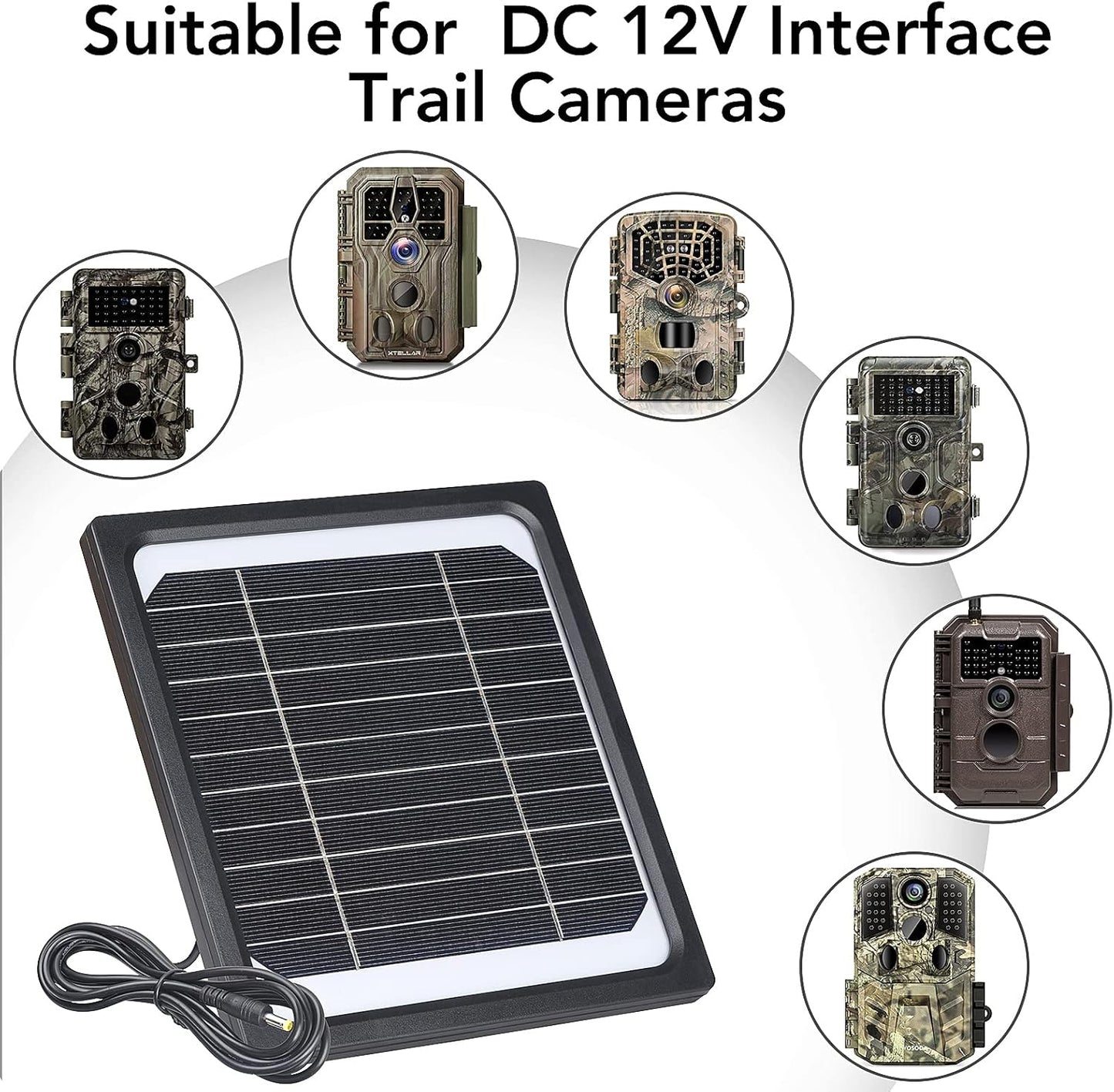 5W 12V Solar Panel for Trail Camera with 5200mAh Rechargeable Battery - IP65 Waterproof Solar Charger Kit, Continuous Power Supply for Game Cameras & Wildlife Cameras