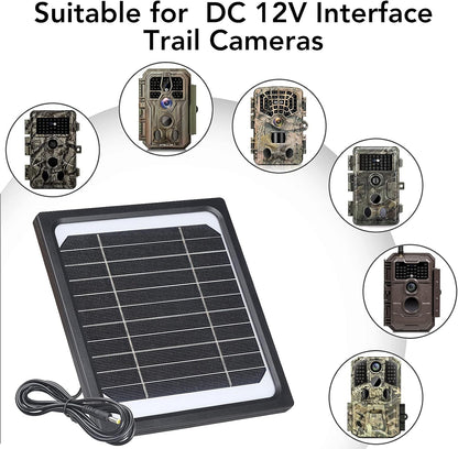 5W 12V Solar Panel for Trail Camera with 5200mAh Rechargeable Battery - IP65 Waterproof Solar Charger Kit, Continuous Power Supply for Game Cameras & Wildlife Cameras