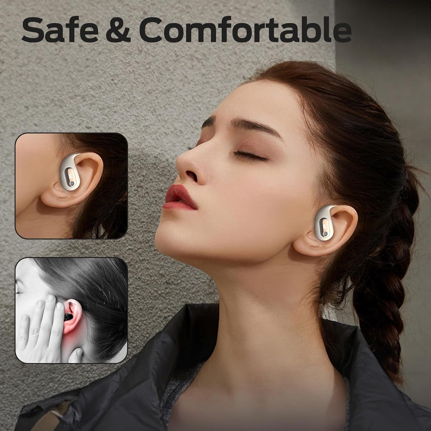 Monster Open Ear AC210 Ear Buds, Bluetooth 5.4 Earphones Stereo Sound, Wireless Headphones 30 Hours Playback, Type-C Charging, HD Clear Calls, Touch Control, IPX5 Waterproof Open Ear Earbuds,White