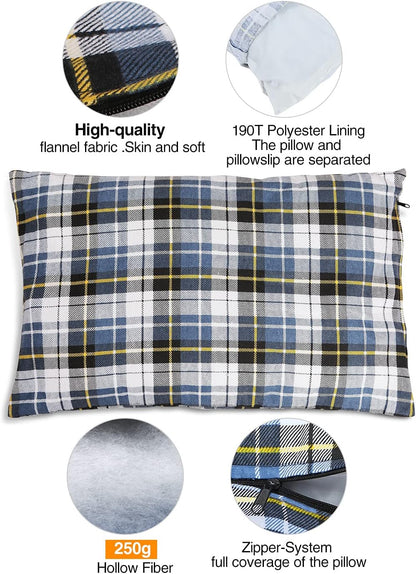 REDCAMP Outdoor Camping Pillow Lightweight, Flannel Travel Pillow Cases, Removable Pillow Cover