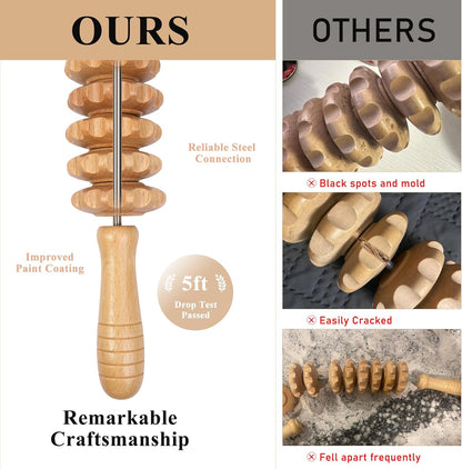 Wooden Massage Roller Wood Therapy Massage Tools Manual Massage Stick Lymphatic Drainage Massager for Maderoterapia, Anti-cellulite, Body Sculpting,Pain Relief(Curved)