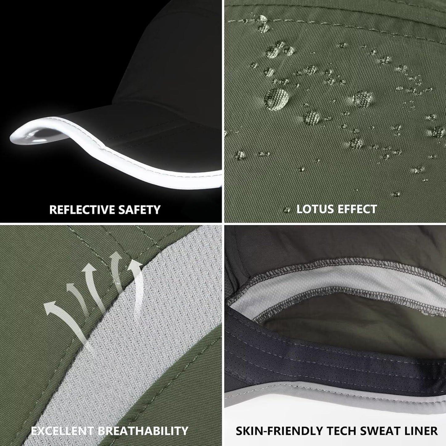 GADIEMKENSD UPF50+ Folding Outdoor Hat Unstructured Reflective Design Breathable Soft Sport Cap for Outdoor Sport