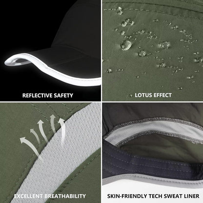 GADIEMKENSD UPF50+ Folding Outdoor Hat Unstructured Reflective Design Breathable Soft Sport Cap for Outdoor Sport