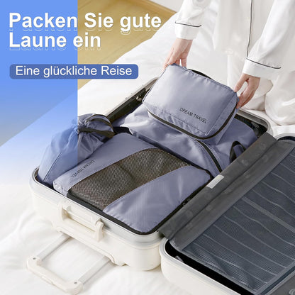Packing Cubes Compression 6 Pack Compression Backpack Suitcase Organizer Ultralight Expandable Suitcase Organizer Travel Cubes Grey