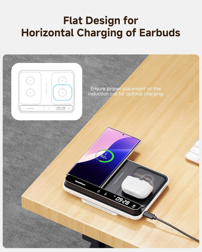 SwanScout Wireless Charger for Samsung, Dual Charging Station for Samsung S25/S24/S23/S22/S21/Z Flip/Z Fold, for Galaxy Watch 7/Ultra/6/5/4/3, SwanScout 710S