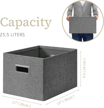 DECOMOMO Storage Baskets for Shelves Robust Closet Storage Bins for Clothes, Books, Toy Organization (Pack of 3 - Charcoal)