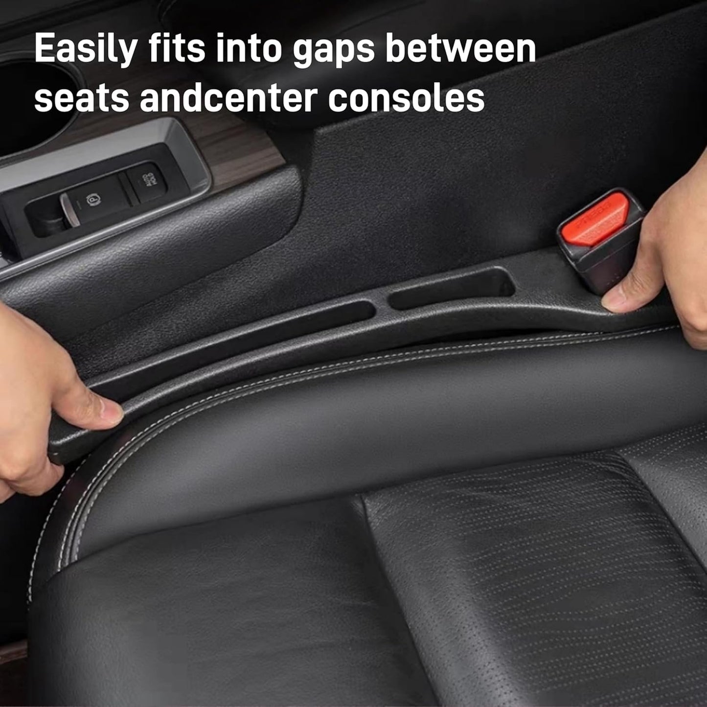 Car Seat Gap Filler of 2, 2025 Upgraded Car Seat Gap Organizer Storage Box,Fills The Gap Between The Seat And Console To Prevent Items From Falling Out, Suitable For Cars, SUV and Trucks (Black)
