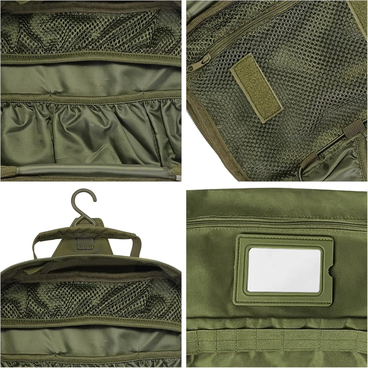 SMONT Tactical Toiletry Bag for Men, 9.5" Hanging Dopp Kit Shaving Hygiene Bag for Traveling Bathroom, Green, Multifunctional