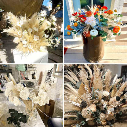 86PCS Natural Dried Pampas Grass Mix Bouquet, Boho Home Decor Phragmites Dried Flowers Reed, Bunny Tails Table Decor, Pompas Grass for Wedding Floral Arrangements Rustic Farmhouse Party Fall Decor
