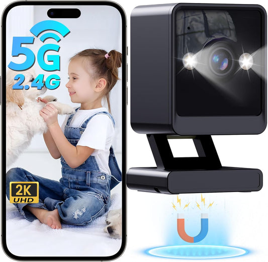 Indoor Camera, 2K Cameras for Home Security with Color Night Vision & Siren, 2-Way Audio for Pet/Dog/Baby/Nanny, 5GHz&2.4GHz WiFi Camera, Cloud & SD Card Storage, Works w/Alexa, Magnetic Base