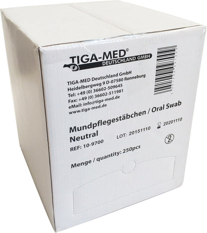 Tiga-Med Mouth Care Cotton Swabs with Neutral Taste for Oral Hygiene/Box with 250 Pieces Each Packaged Individually and Hygienically by Tiga-Med