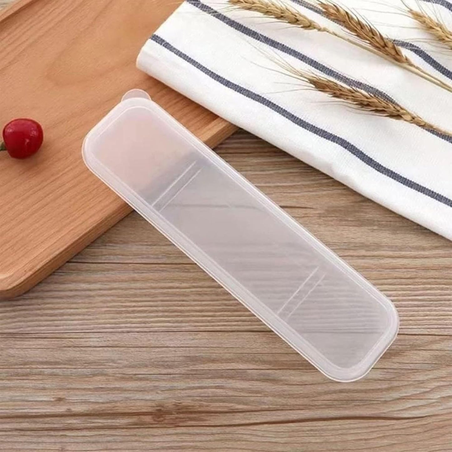 2Pcs Simple Utensil Holder with Lid, Portable Flatware Box Travel Tableware, Transparent Storage Box, Holder Travel Chopstick Case Spoon Case Fork Holder for Lunch