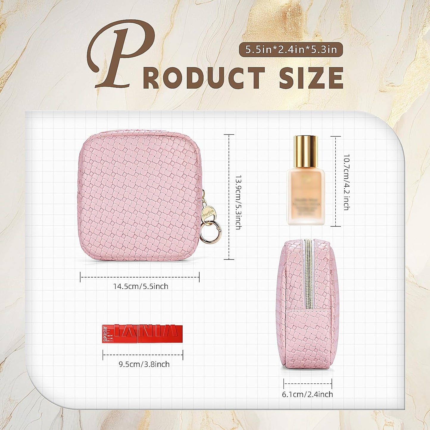 Travel Beauty Case Makeup Bag Women Leather Clutch Bag Checkerboard Cosmetic Bag Organizer Bags Makeup Organizer Portable Travel Accessories for Girl Birthday, Small Chessboard-Pink, Toiletry Bag