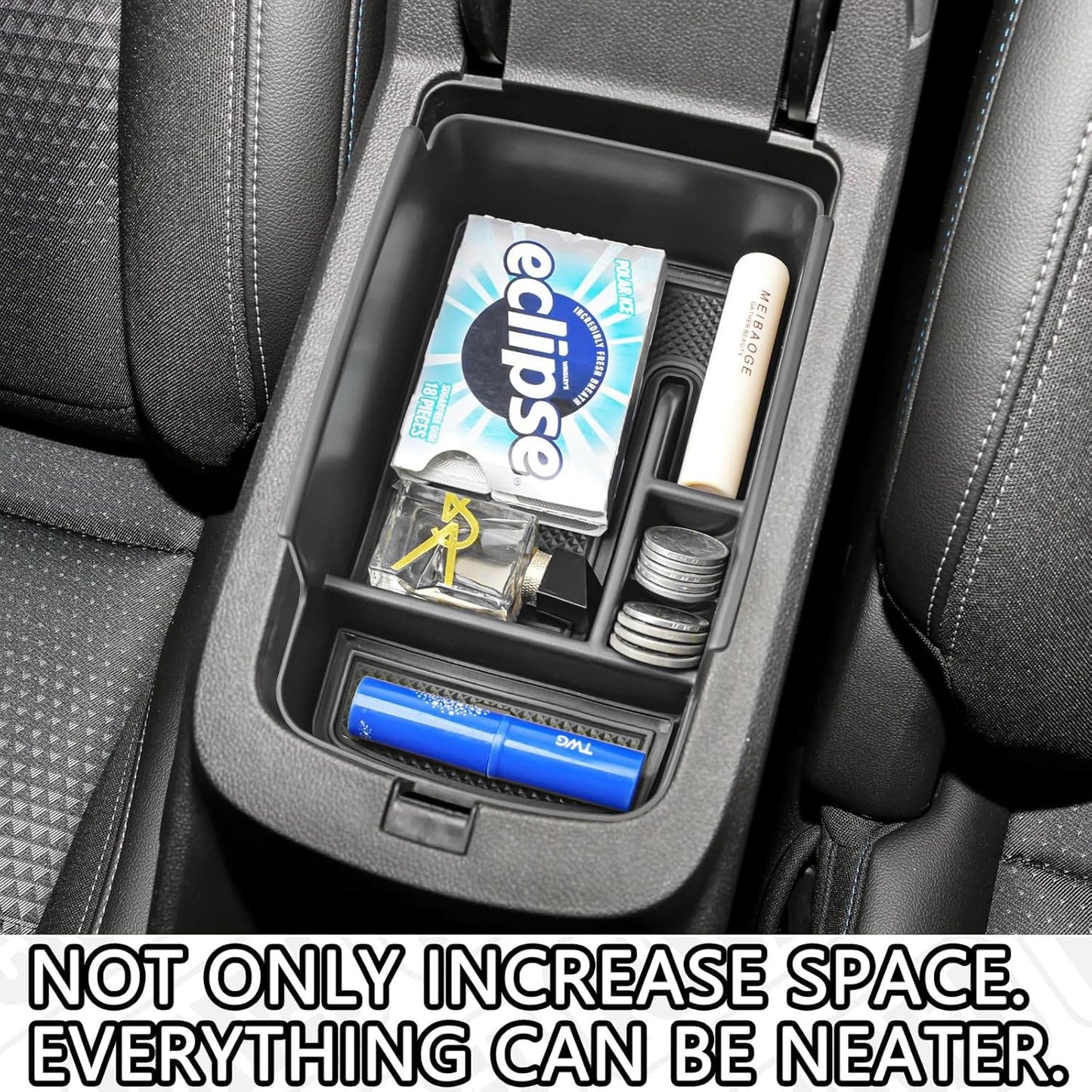HGWEI Center Console Organizer Tray Compatible with 2024 2025 Chevrolet Trax and 2024 2025 Buick Envista Interior Accessories Insert Armrest Secondary Storage Box Coin Holder, Black