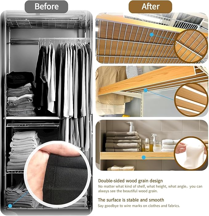 Wire Rack Covers for Shelves - Pantry Closets Wood Wire Shelf Covers 4PCS/for Home and Kitchen Organization