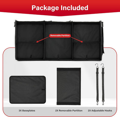 Simple Deluxe Car Trunk Organizer, Multi Compartments Collapsible Trunk Storage, Anti-slip, Waterproof 600D Oxford Polyester, with Adjustable Straps for SUV, Minivan, Truck, Large Size, Black