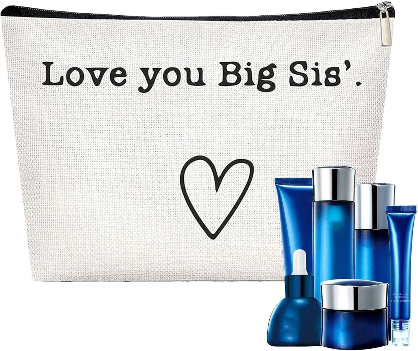 Travel Toiletry Bag - Best Sister Ever Large Organizer Sister, Portable Travel Toiletries Hygiene Bag, Funny Christmas Birthday Makeup Cosmetic Bag, Love You Big Sis, Unisex