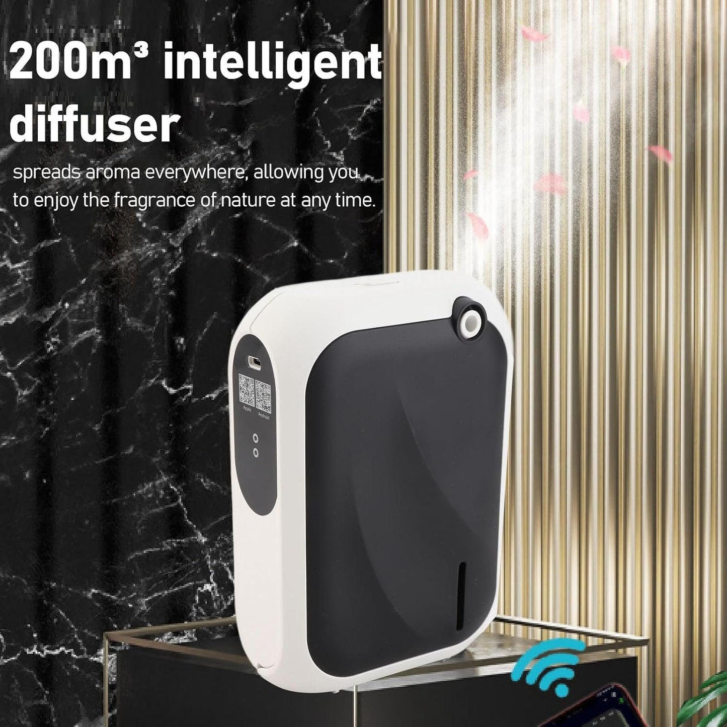 XS105 Atomizing Essential Oil Diffuser, Smart Scent Air Machine for Home, Waterless Essential 140ML Oil Diffuser with 4 Speed Adjustment and BT APP Control for Hotel SPA (Black)