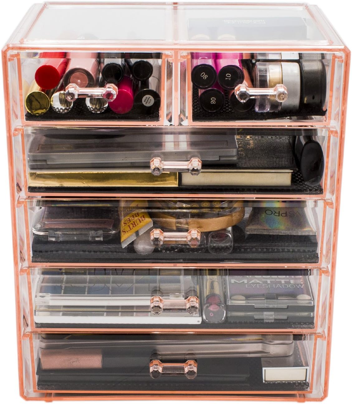 Sorbus Acrylic Makeup Organizer - Organization and Storage Case for Cosmetics Make Up & Jewelry - Big Clear Makeup Organizer for Vanity, Bathroom, College Dorm, Closet, Desk (4 Large, 2 Small Drawers)