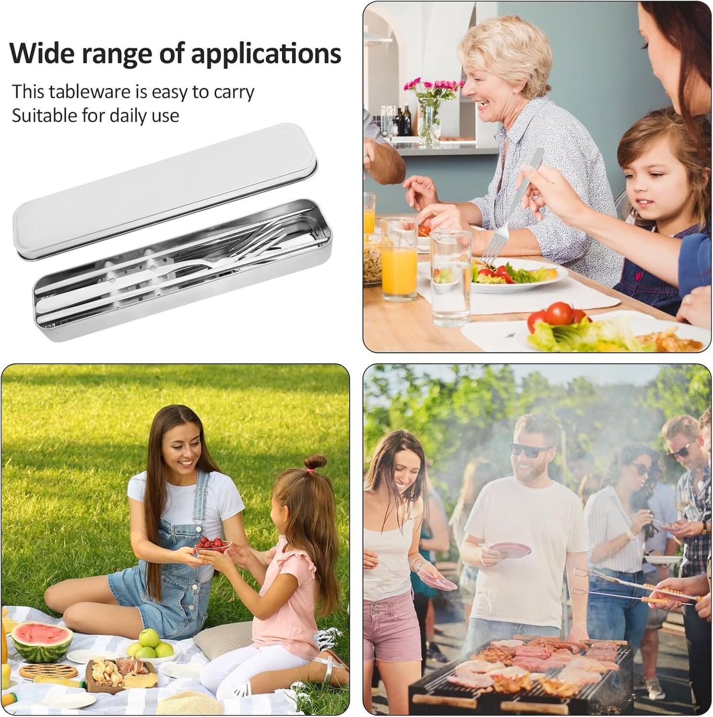 Stainless Steel Travel Cutlery Set with Case, Portable Stainless Steel Flatware Set for Camping Office Travel and Outdoor Dining Dishwasher Safe