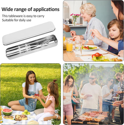 Stainless Steel Travel Cutlery Set with Case, Portable Stainless Steel Flatware Set for Camping Office Travel and Outdoor Dining Dishwasher Safe
