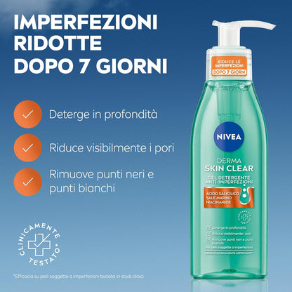 NIVEA Special Pack Derma Skin Clear Anti Blemishes, Facial Cleanser Gel 150 ml + Night Face Peeling 40 ml + Face and Body Scrub 150 ml + Astringent Face Toner 200 ml