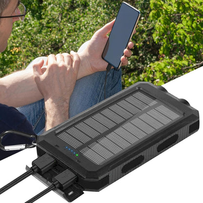 Solar Charger Powered Bank | 20000mAh Portable Solar Fast Charger,Waterproof Battery Pack with Flashlight Survival Gear for Hiking, Explorer & Cell Phone